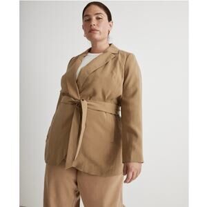 Madewell The Plus Drapey Tie-Waist Blazer beige brown Size 2XL C10